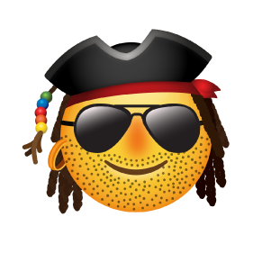 Pirate emoji wearing sunglasses - copyright PirateShip